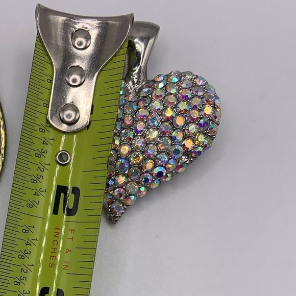 LOT OF 3 NECKLACE PENDANTS | FLOWER, RHINESTONE HEART, RHINESTONE PEACE SIGN - Picture 10 of 10